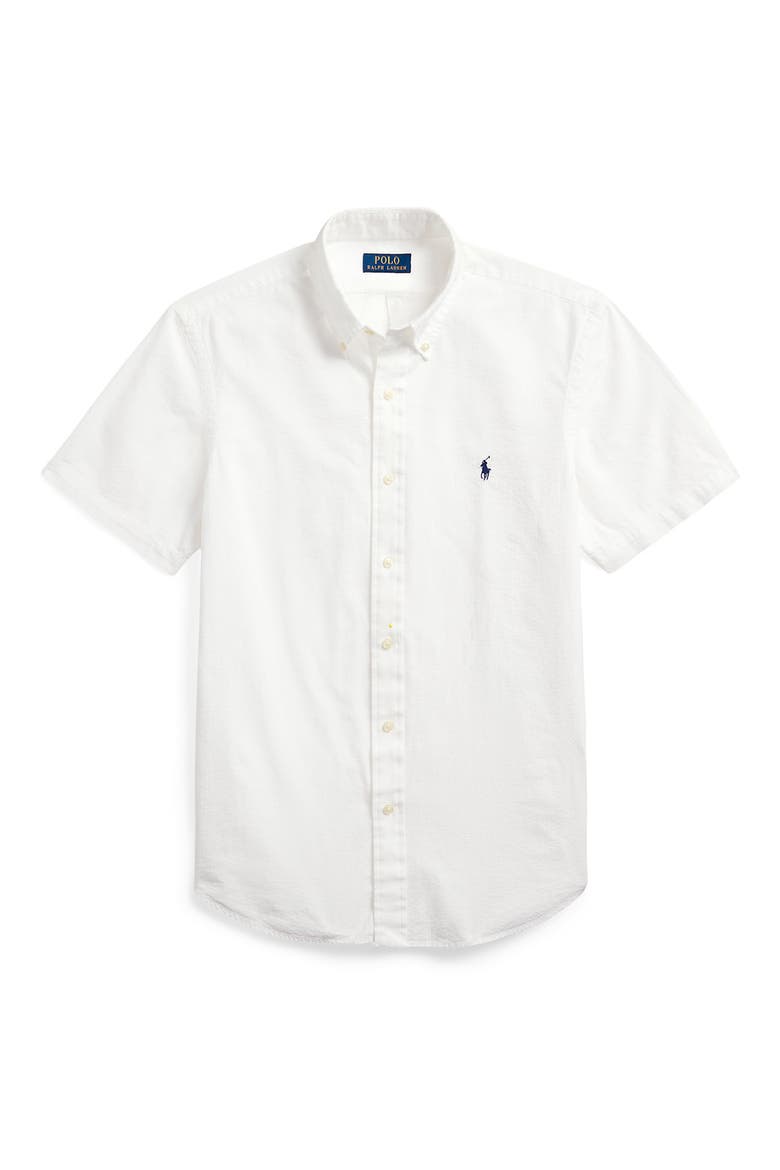 Classic Fit Cotton Seersucker Button-Down Shirt, Alternate, color, WHITE