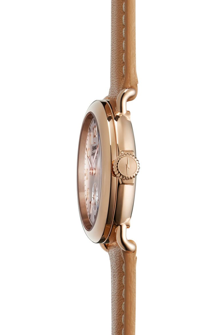 'The Runwell' Leather Strap Watch, 36mm, Alternate, color, NATURAL/ ROSE GOLD