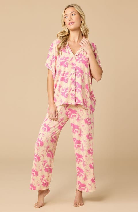 Soft Sleep Caftan Top and Cropped Pant Pajama Set
