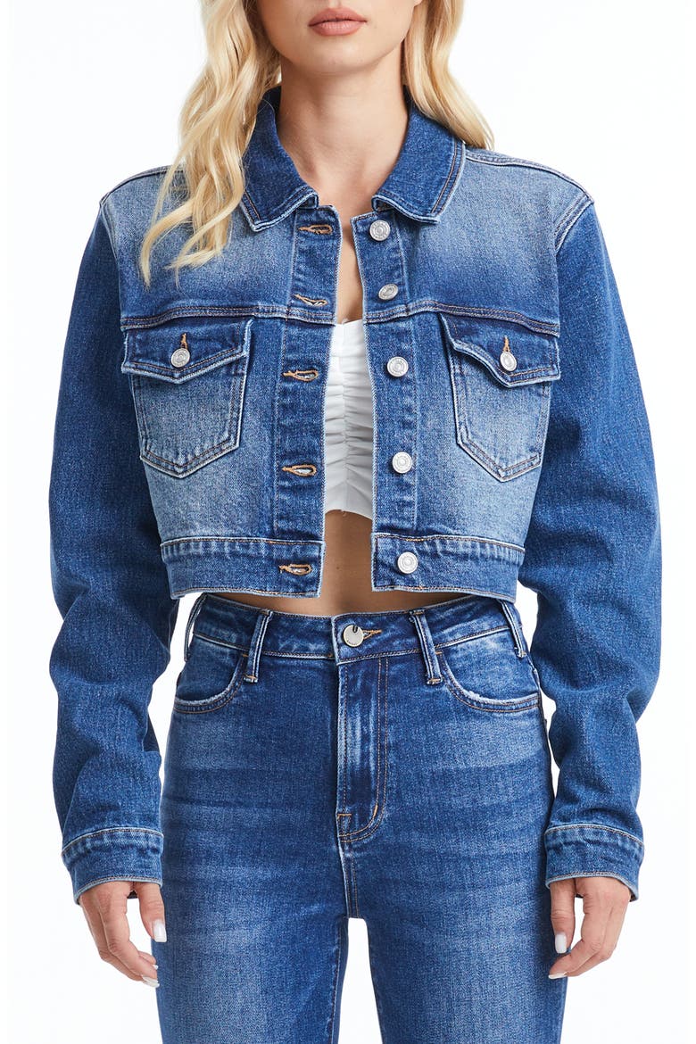 Crop Denim Jacket, Main, color, BLUE ALICE