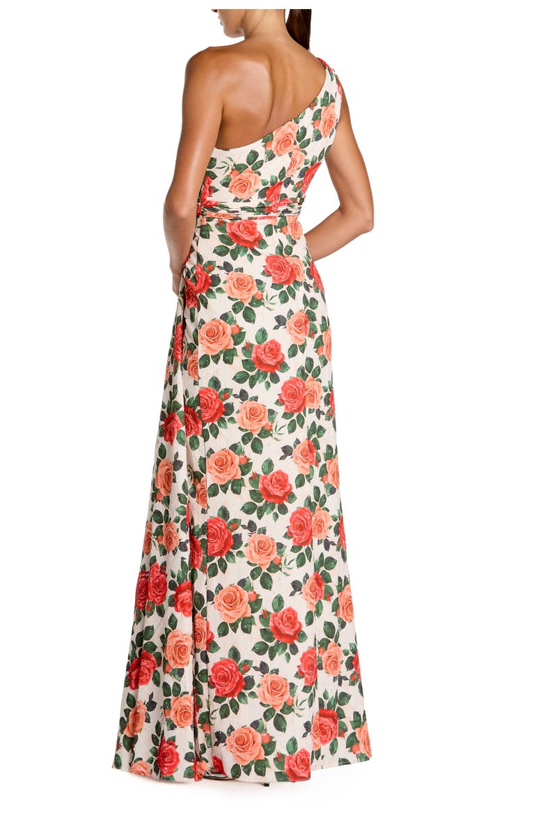 Mac Duggal One Shoulder Charmeuse Column Gown With Drape, Alternate, color, Red Rose
