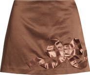 LoveShackFancy Nadina Bow Satin Miniskirt