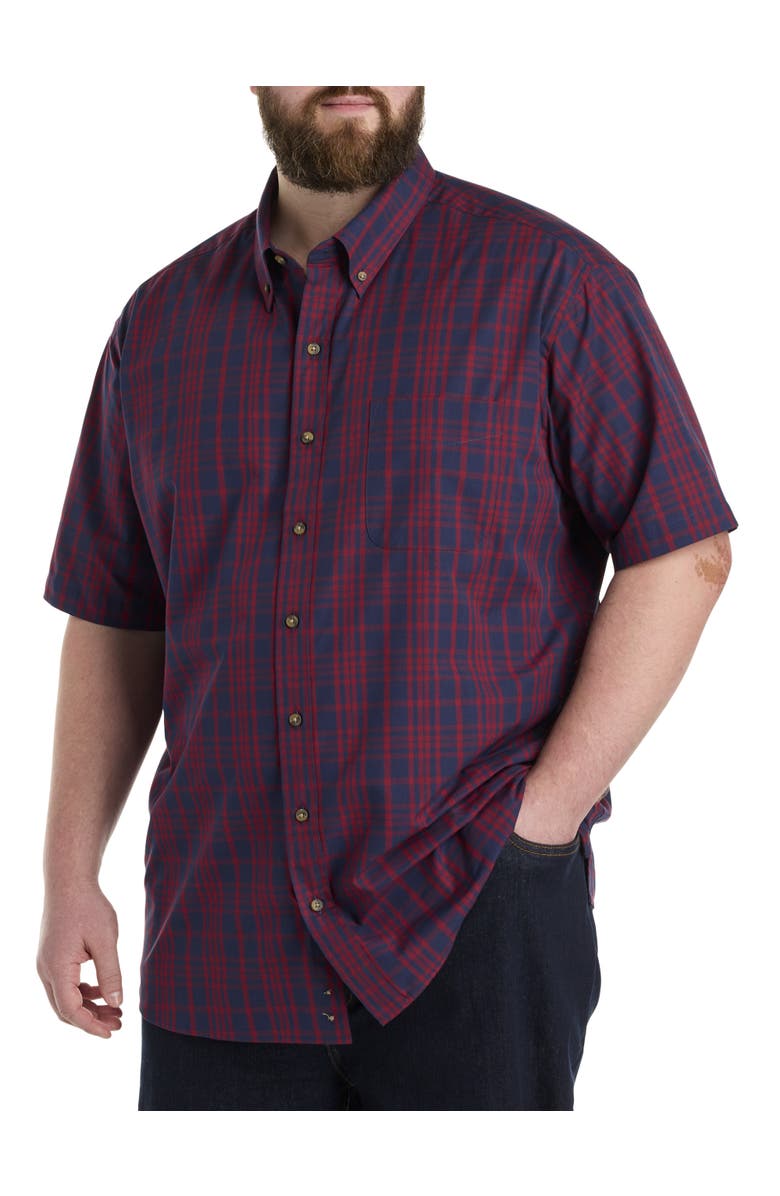 Harbor Bay by DXL Big & Tall Easy-Care Large Plaid Sport Shirt, Main, color, 