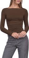 Blu Pepper Boat Neck Long Sleeve Rib Top