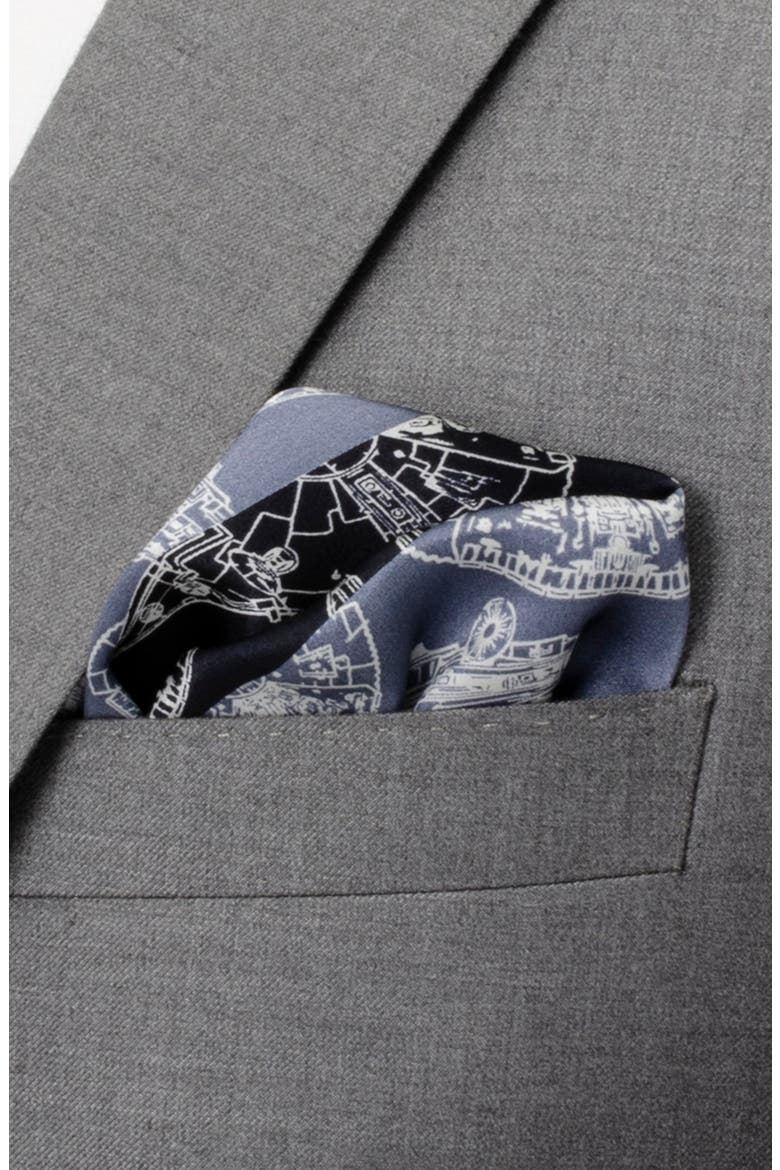 Star Wars™ - Millennium Falcon Silk Pocket Square, Alternate, color, BLUE