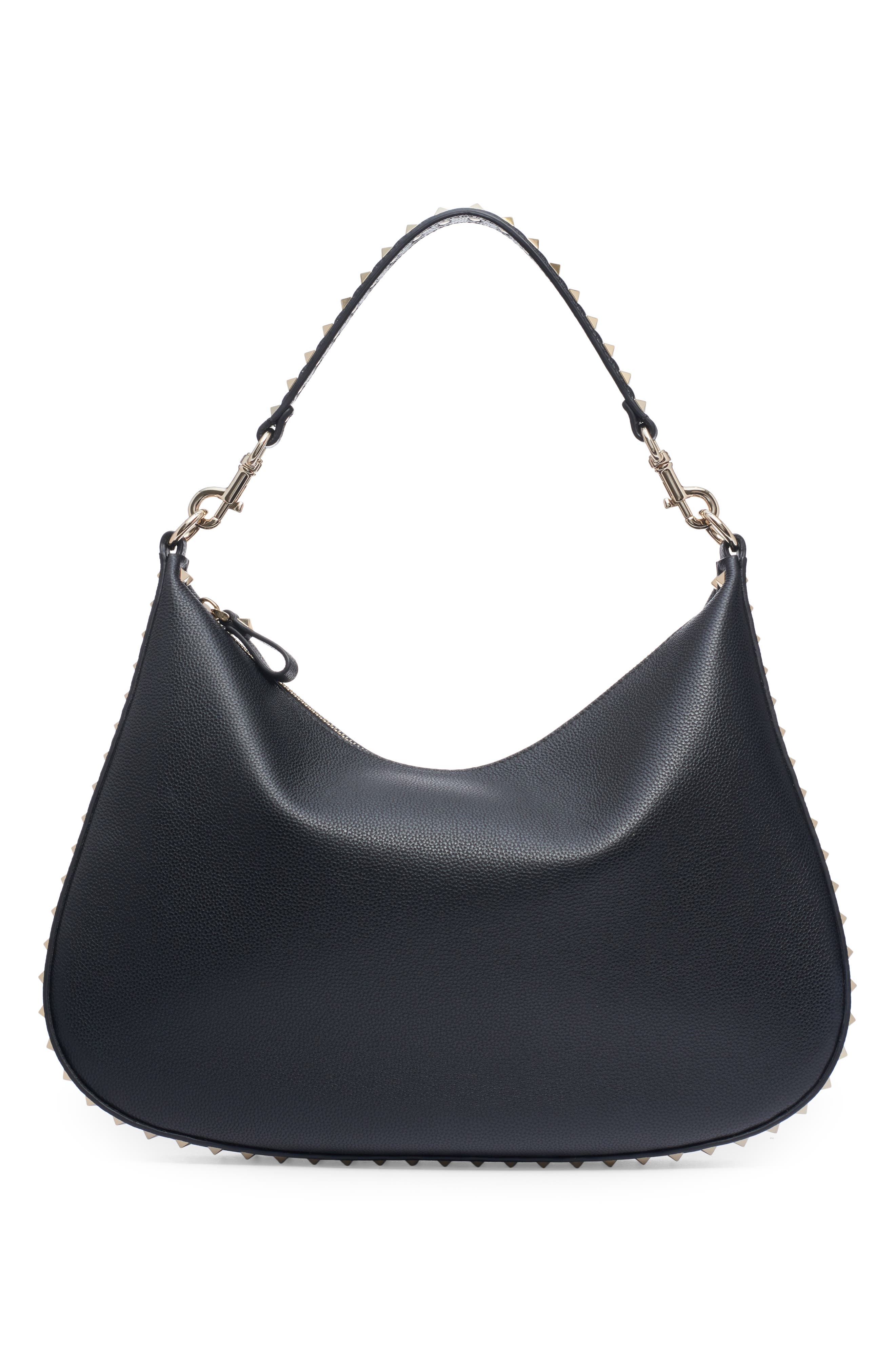 Valentino Garavani Rockstud Leather Hobo Bag, Alternate, color, 
