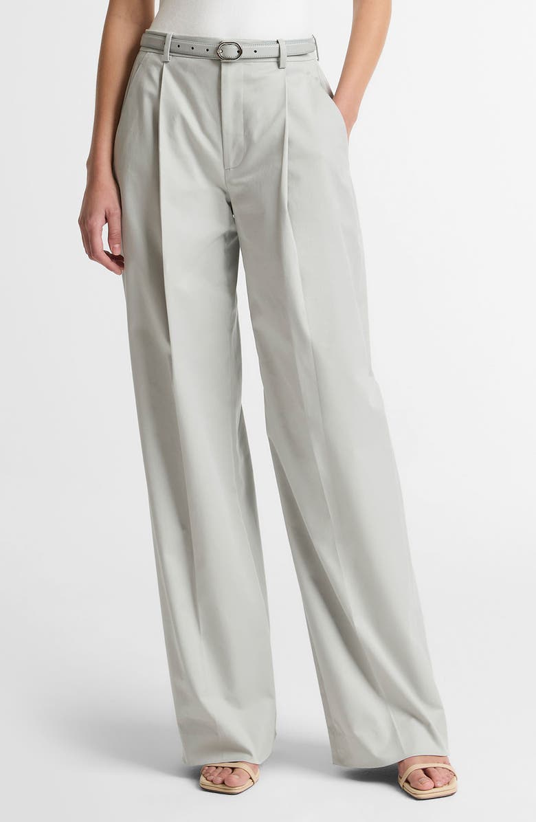 Vince Camille Belted Pleated Straight Leg Pants, Main, color, Pale Tide