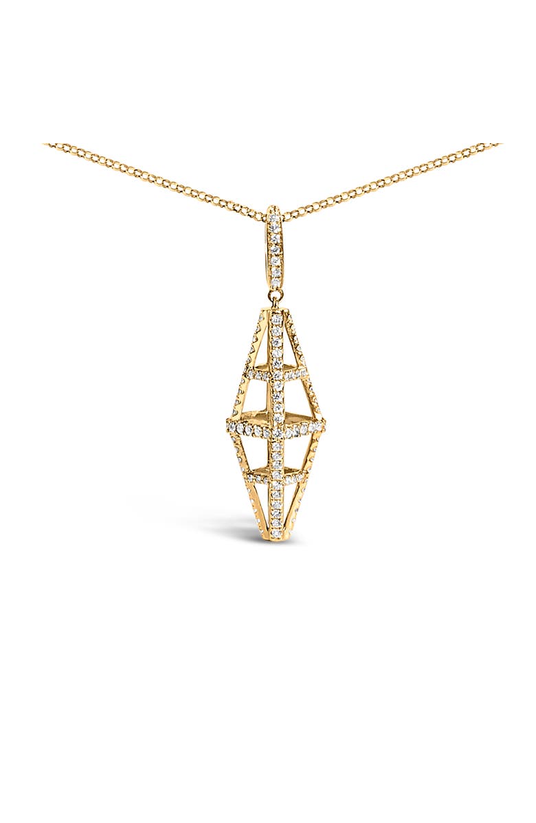 Haus of Brilliance 14K Yellow Gold 1.0 Cttw Diamond Studded Geometric Double Pyramid Pendant Necklace, Alternate, color, Yellow