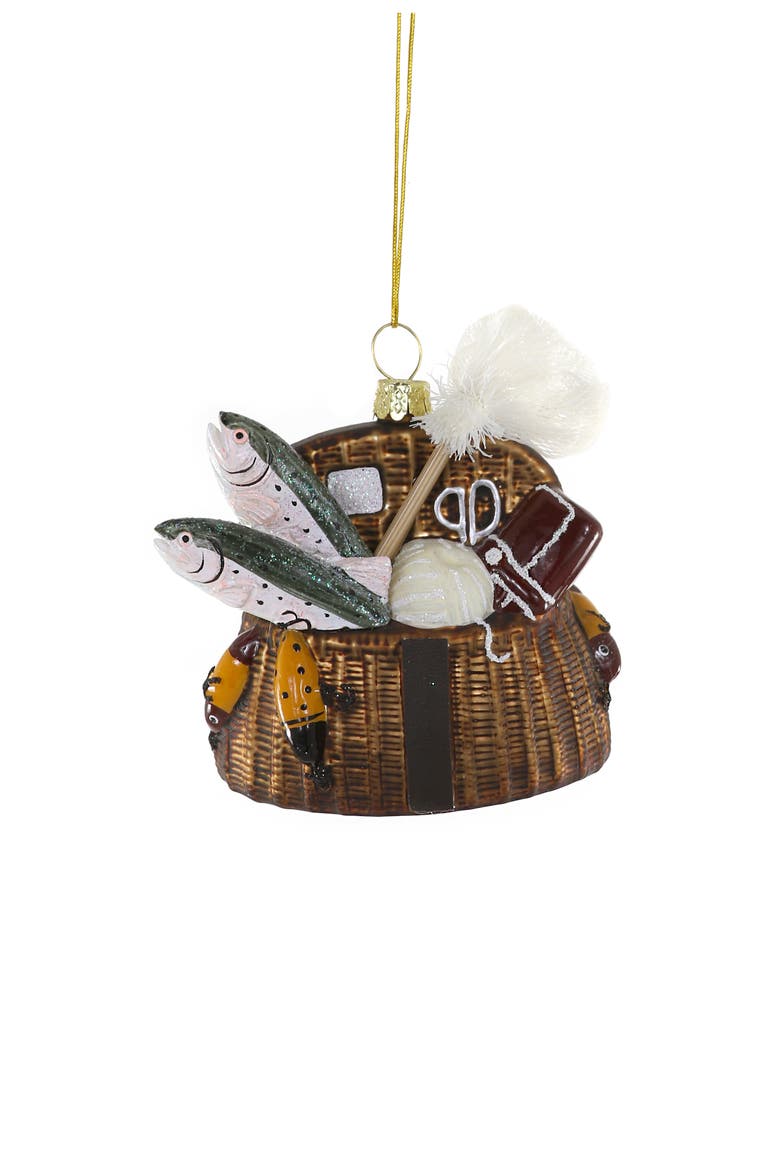 Vintage Fishing Creel Ornament, Main, color, WHITE MULTI