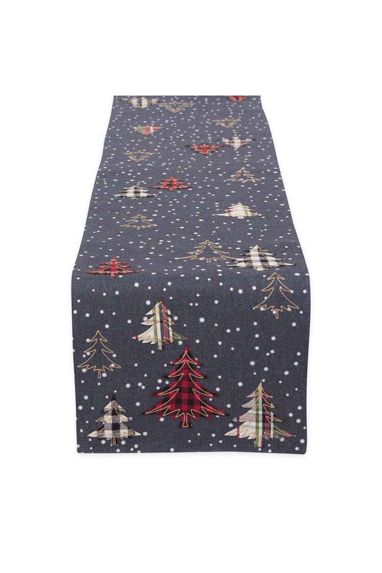 Snowy Trees Embellished Table Runner, Main, color, Snowy Trees
