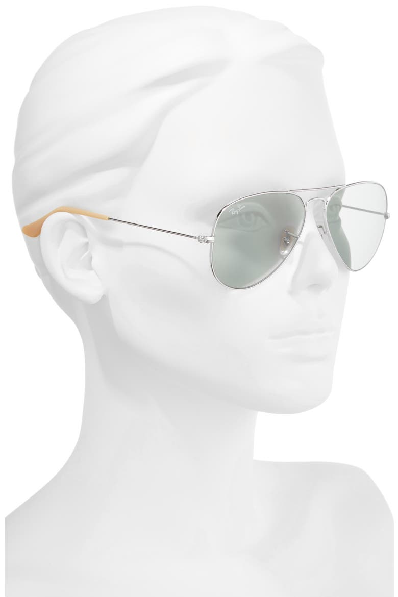 58mm Photochromic Aviator Sunglasses, Alternate, color, SILVER BLUE