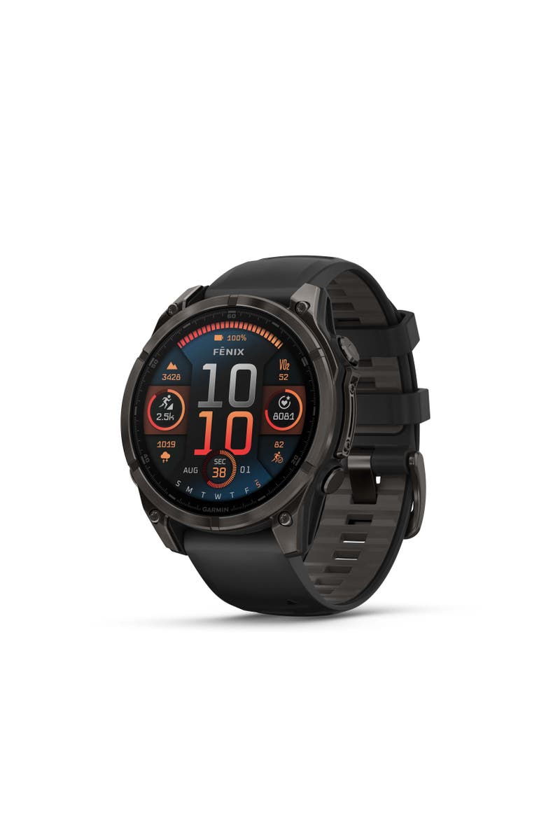 fenix 8 47mm, AMOLED, Ultimate Outdoor GPS Smartwatch, Saphire, Main, color, Titanium black