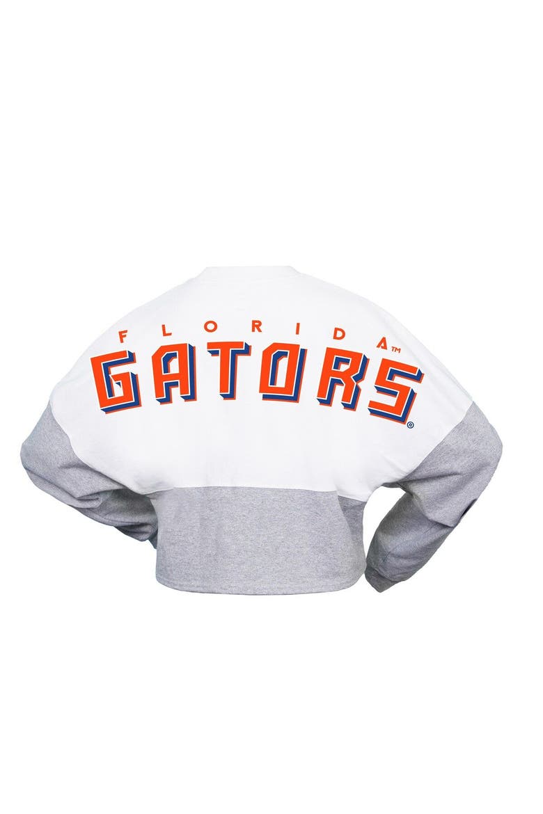 Women's Spirit Jersey  White Florida Gators Heather Block Cropped Long Sleeve Jersey T-Shirt, Alternate, color, White