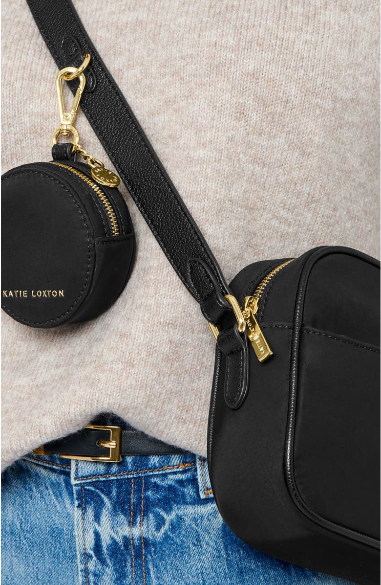 Katie Loxton Nylon-Luxe Clip On Purse, Alternate, color, Black