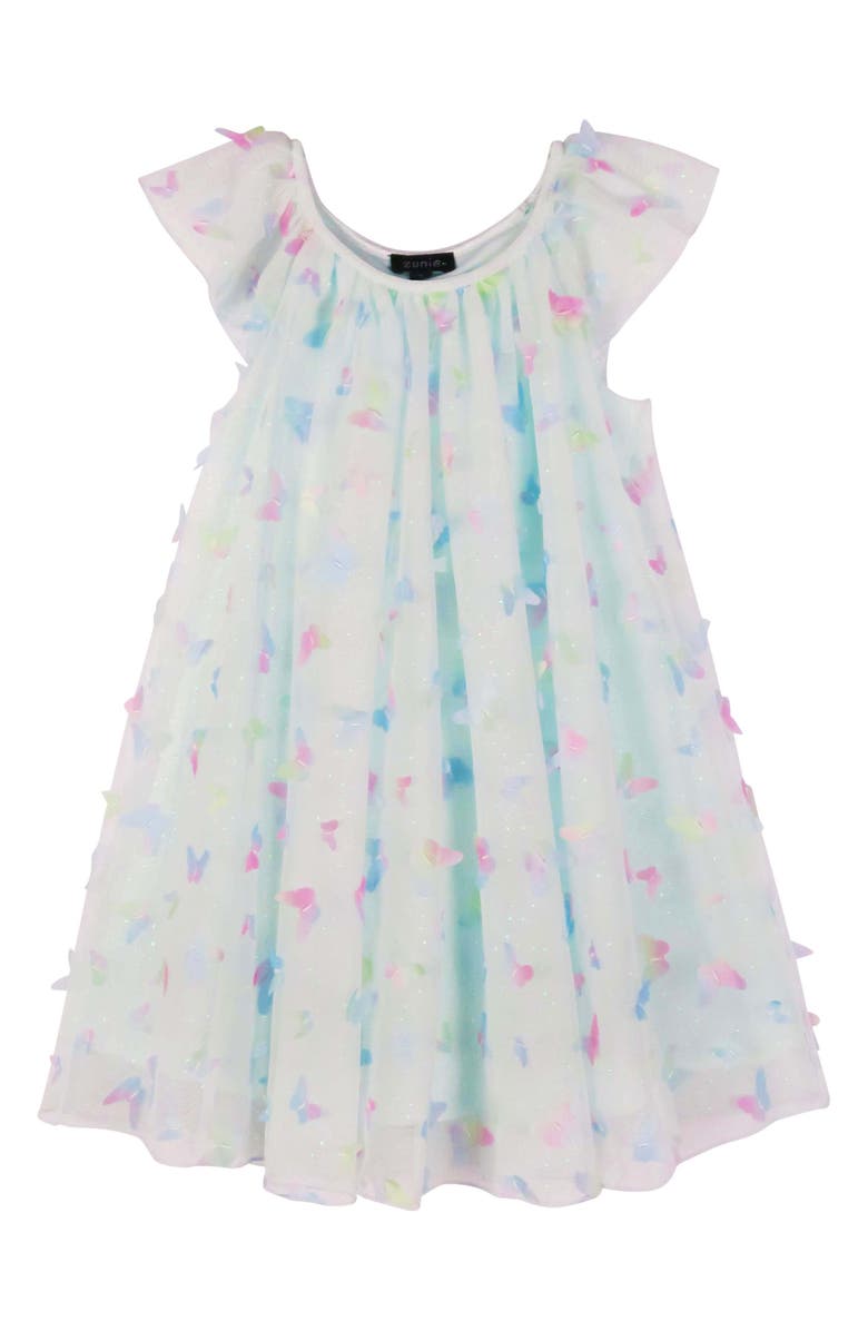 Zunie Kids' Float 3D Foil Butterfly Dress, Main, color, Blue Multi