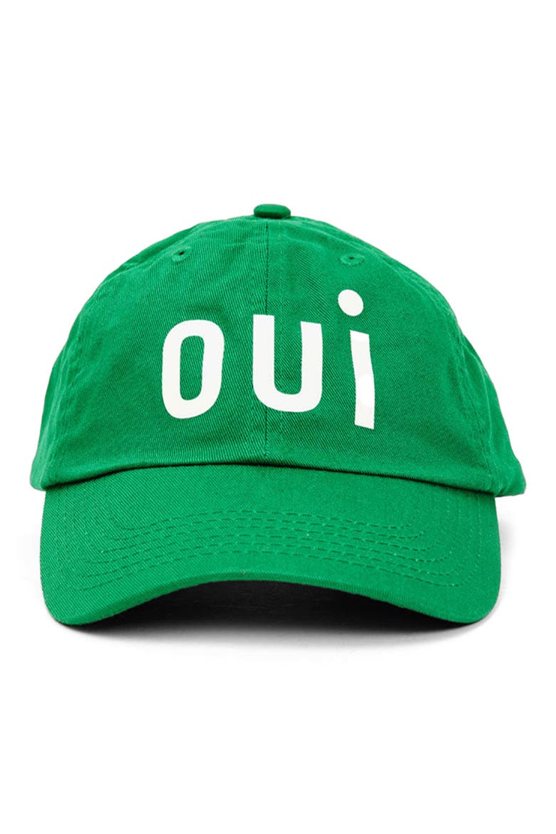 Cotton Adjustable Baseball Cap, Alternate, color, GREEN W/ CREAM OUI