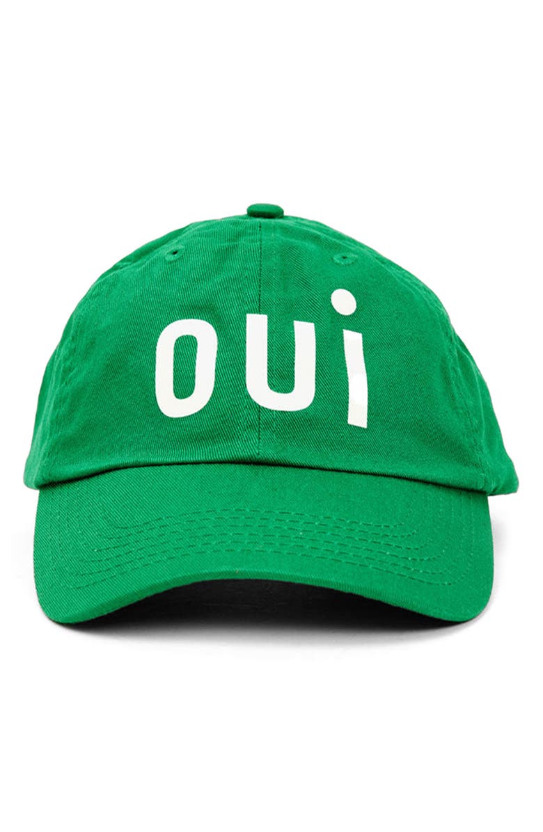 Clare V. Cotton Adjustable Baseball Cap, Alternate, color, Green W/ Cream Oui