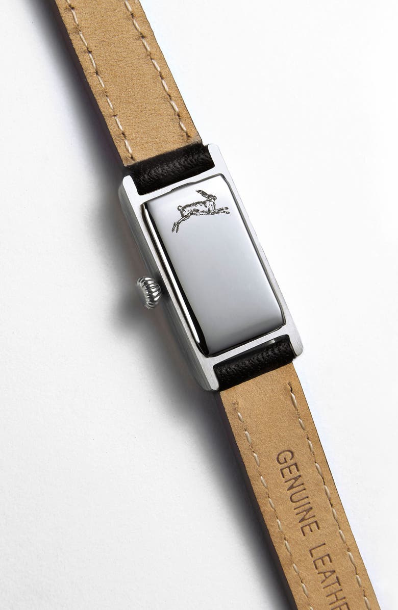 March Hare Watches The Kimsey "Double Wrap" Calfskin Leather Watch Strap, Alternate, color, Black Strap - Silver Buckle