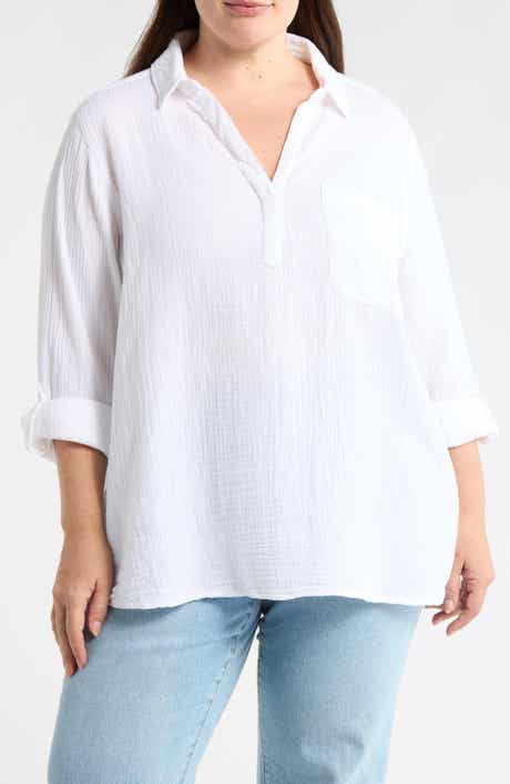 beachlunchlounge Lenora Cotton Gauze Popover Top