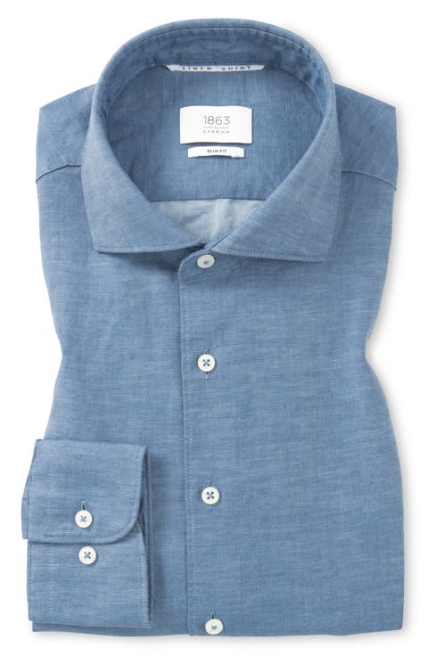 Slim Fit Cotton & Linen Dress Shirt