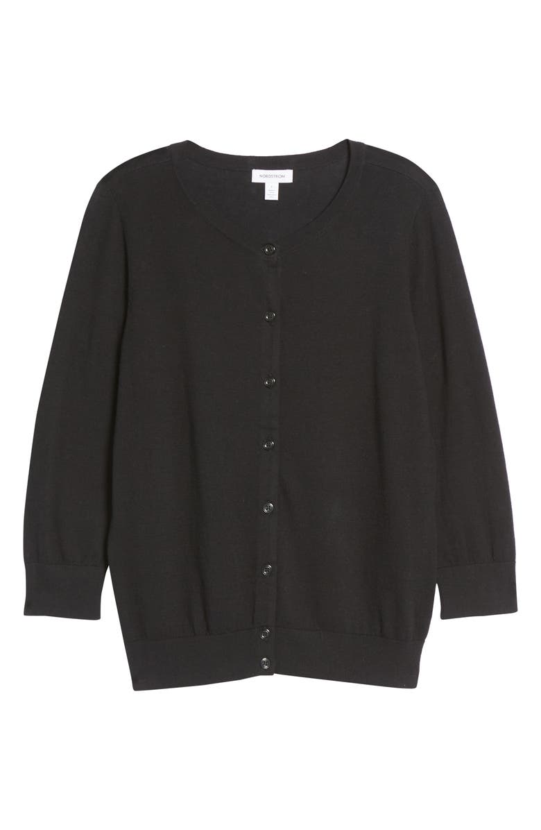 Nordstrom Crewneck Pima Cotton Blend Cardigan, Alternate, color, 