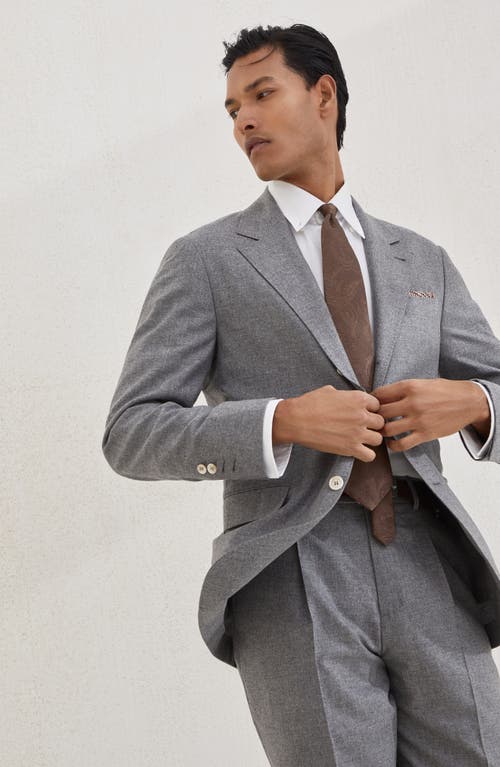 Brunello Cucinelli Single-breasted Linen Blend Blazer In Gray