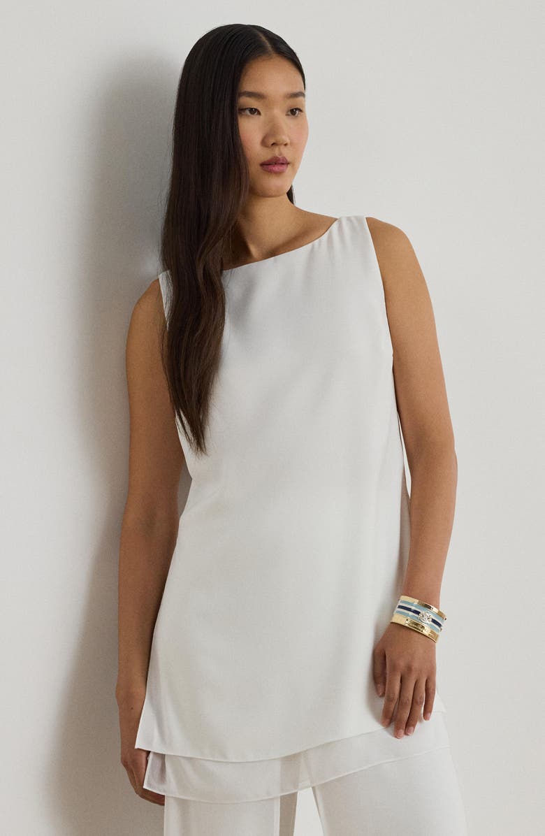 Lauren Ralph Lauren Naruti Layered Sleeveless Tunic Top, Alternate, color, White