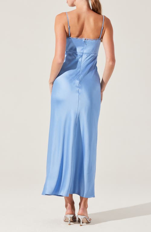 Astr The Label Florianne Lace Trim Satin Slipdress In Blue