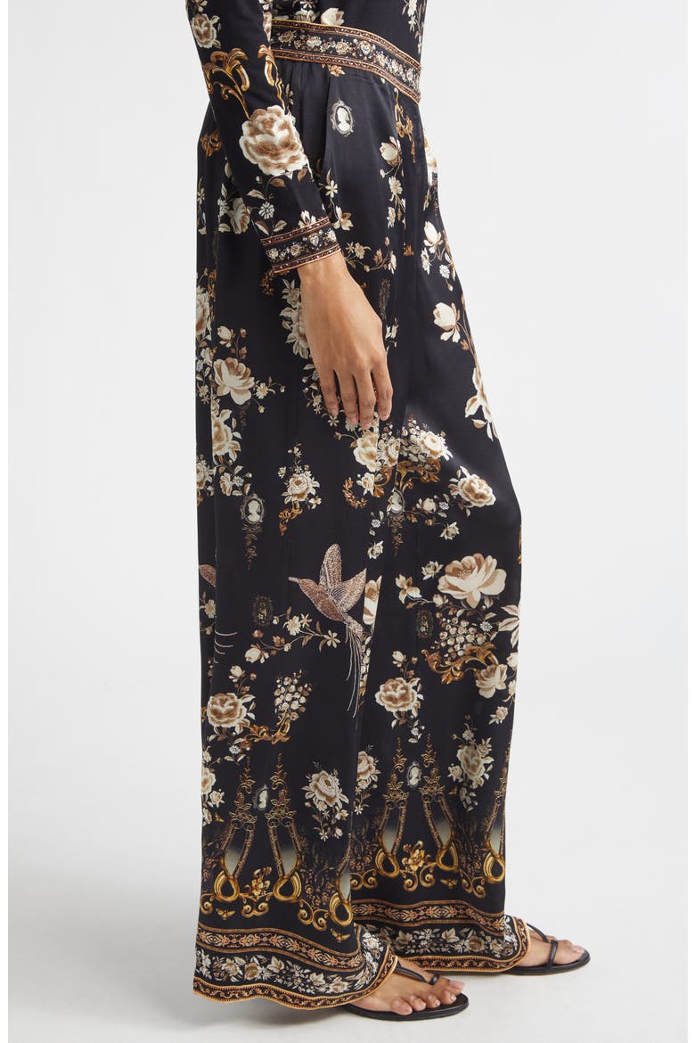 Flamenco Folklore Print Relaxed Silk Straight Leg Pants, Alternate, color, FLAMENCO FOLKLORE