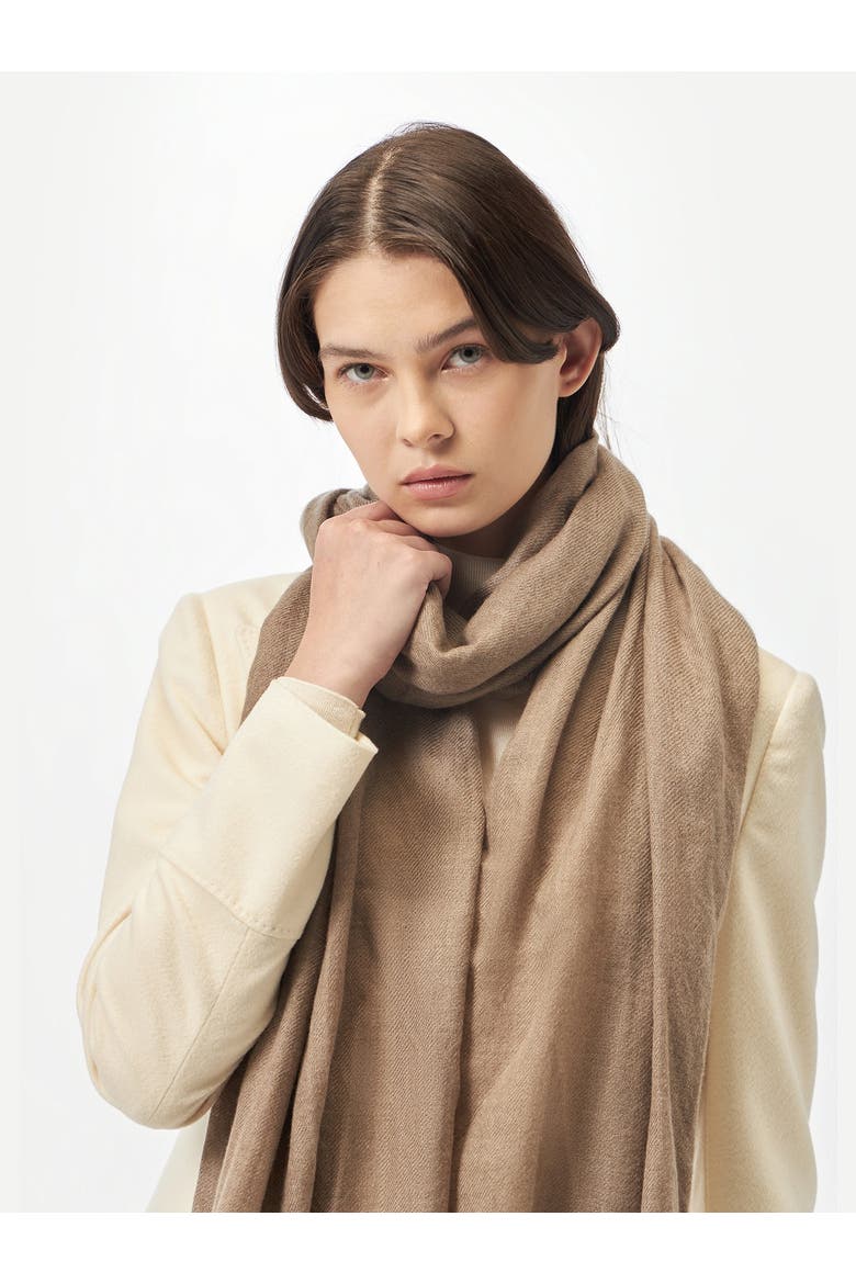 Lightweight Cashmere Woven Scarf, Alternate, color, taupe