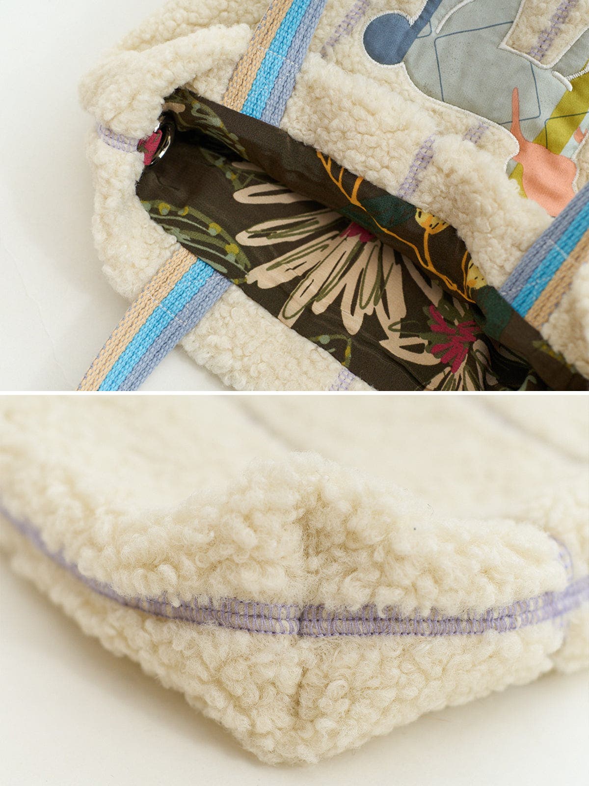 Lost Pattern NYC "Pan Pan" Shearling Tote Bag, Alternate, color, White