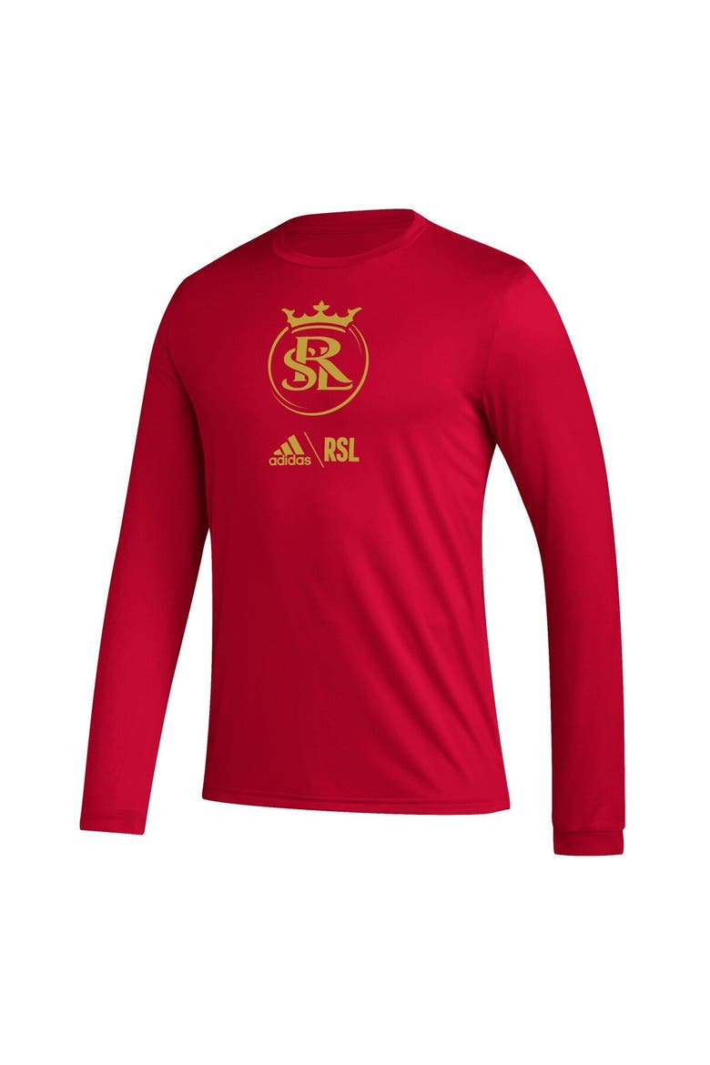 Men's adidas Red Real Salt Lake Icon AEROREADY Long Sleeve T-Shirt, Alternate, color, Red
