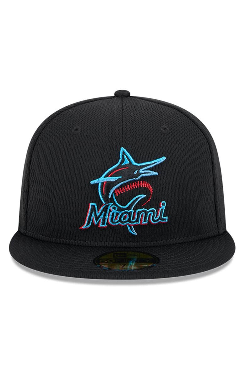 New Era Men's New Era Black Miami Marlins 2025 MLB Clubhouse 59FIFTY Fitted Hat, Alternate, color, 