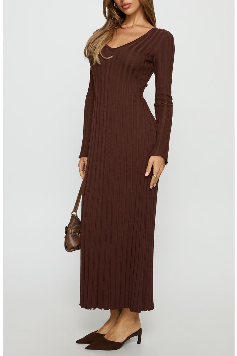 Gratuita Long Sleeve Rib Maxi Sweater Dress, Alternate, color, CHOCOLATE
