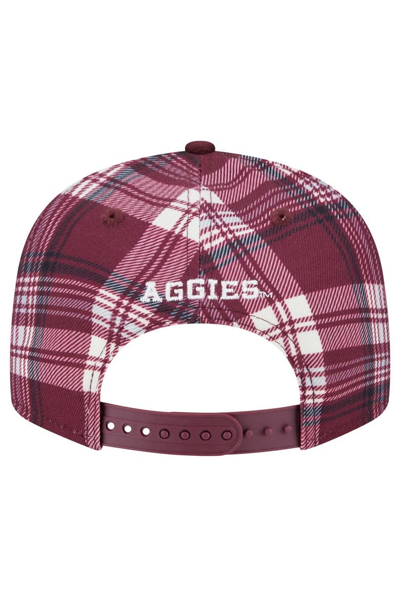 Men's New Era Maroon Texas A&M Aggies Plaid 9FIFTY Snapback Hat, Alternate, color, Maroon