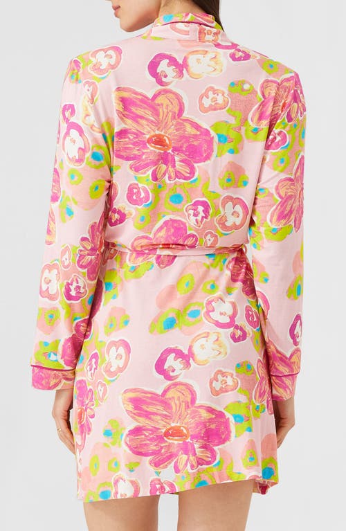 Alivia Joey Print Robe In Floral Pond Pink