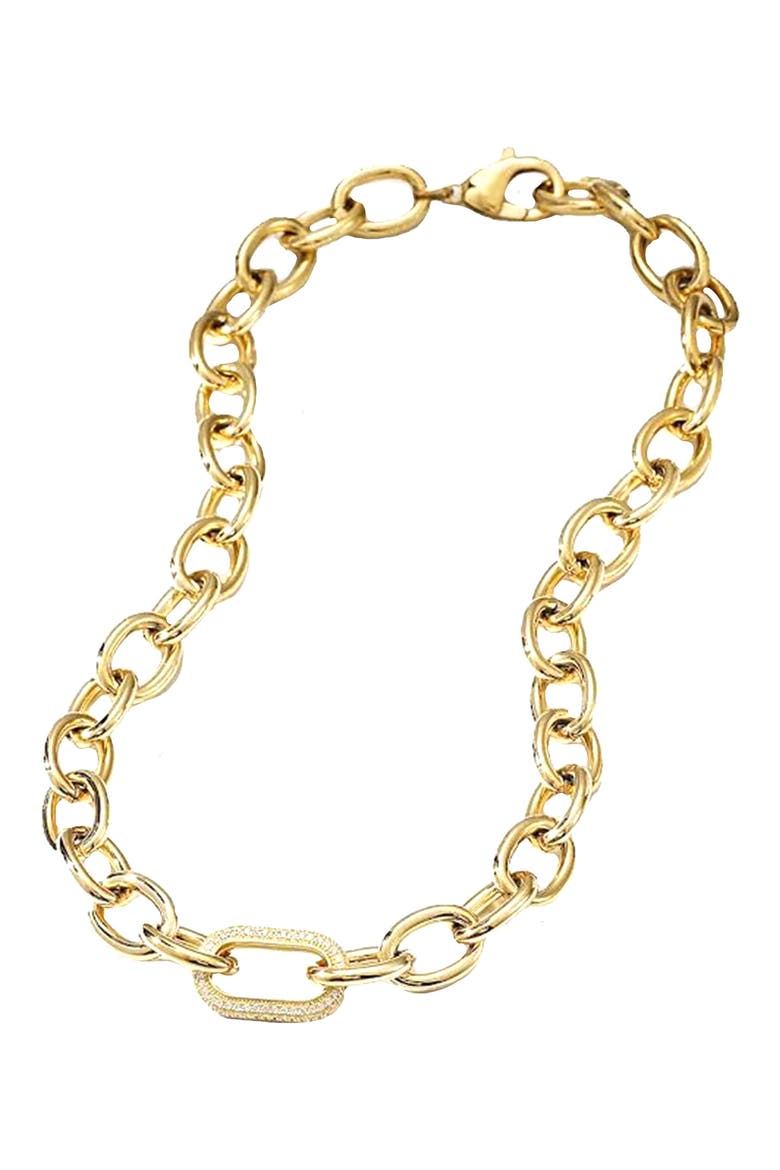 Pavé Crystal Oval Link Necklace, Main, color, YELLOW