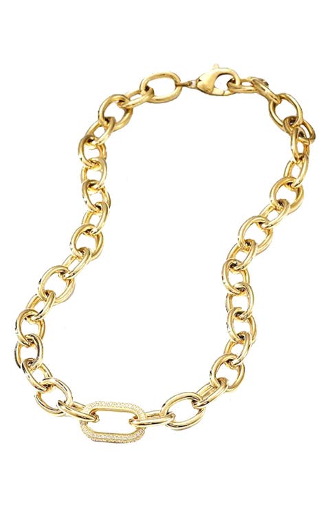 Pavé Crystal Oval Link Necklace