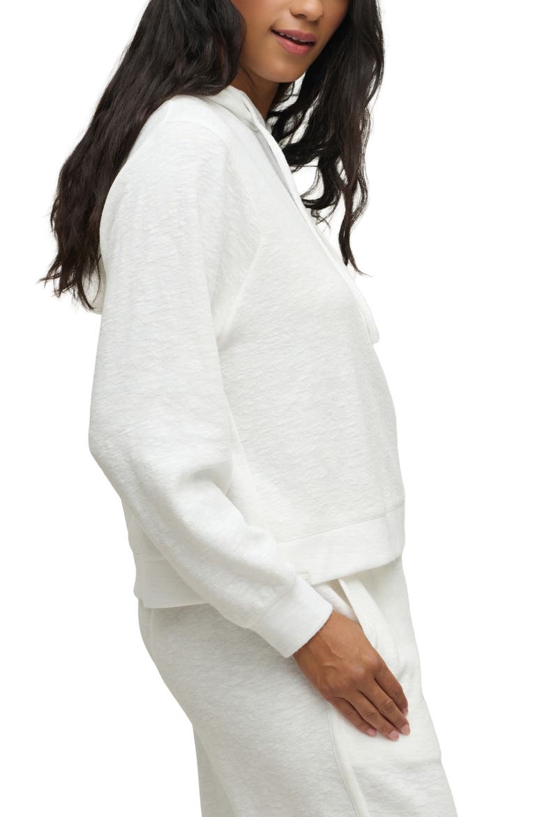 Seamed Slub Cotton Blend Double Knit Hoodie, Alternate, color, PEARL