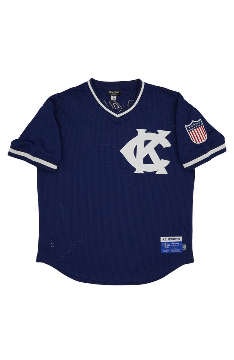 RINGS & CRWNS Men's Rings & Crwns #5 Navy Kansas City Monarchs Mesh Replica V-Neck Jersey, Alternate, color, Navy