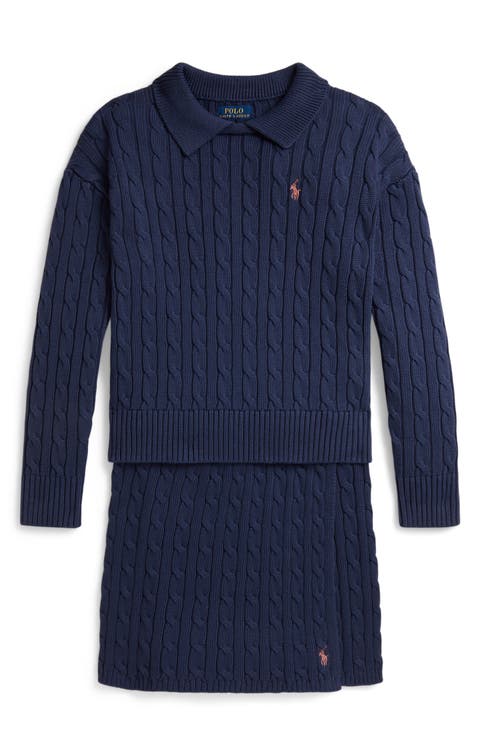 Kids' 2-Piece Cable Knit Sweater & Skirt Set