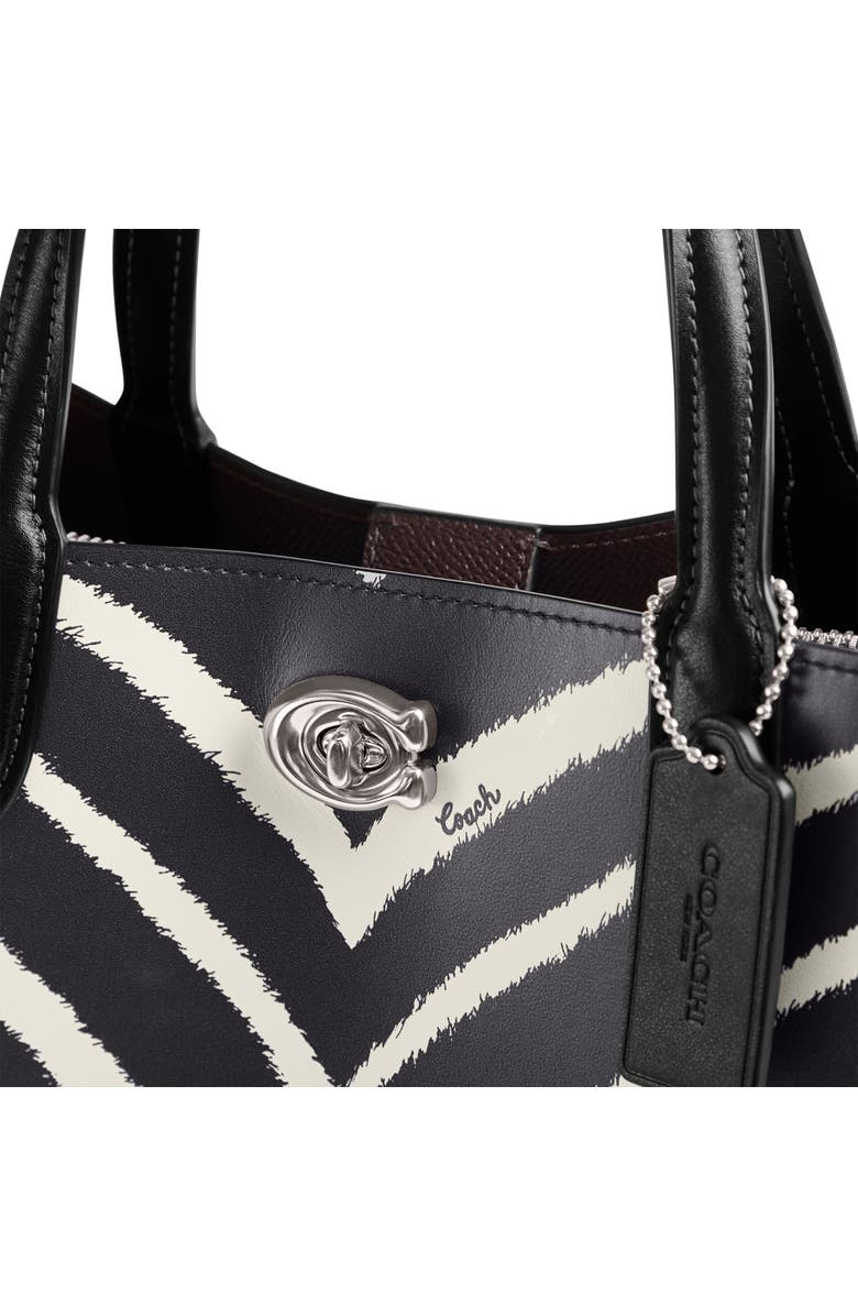 COACH Willow Zebra Print Leather Tote, Alternate, color,