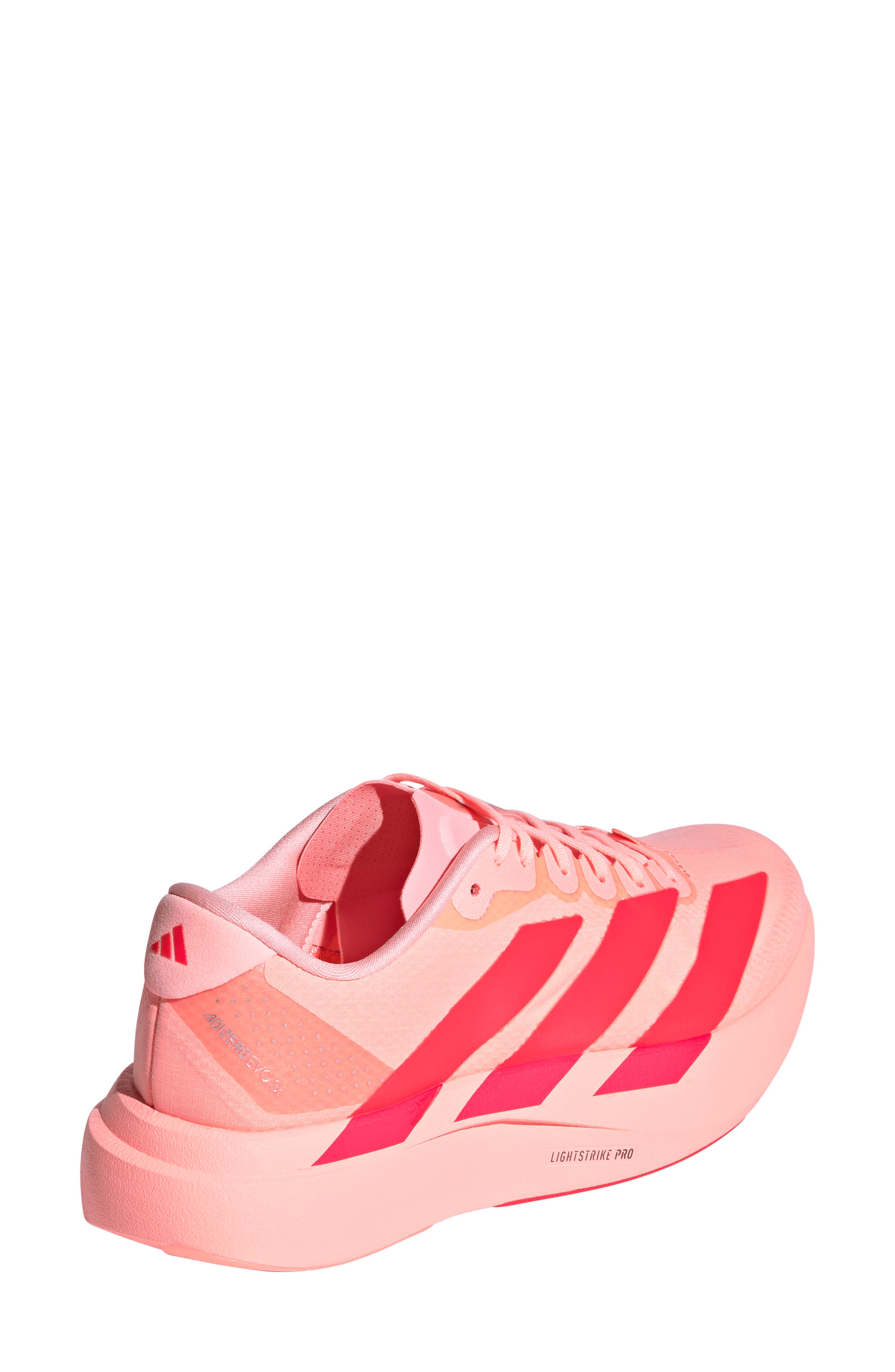 Adizero Evo SL WOVEN Running Shoe, Alternate, color, FROZEN TURBO/ RED/ SILVER