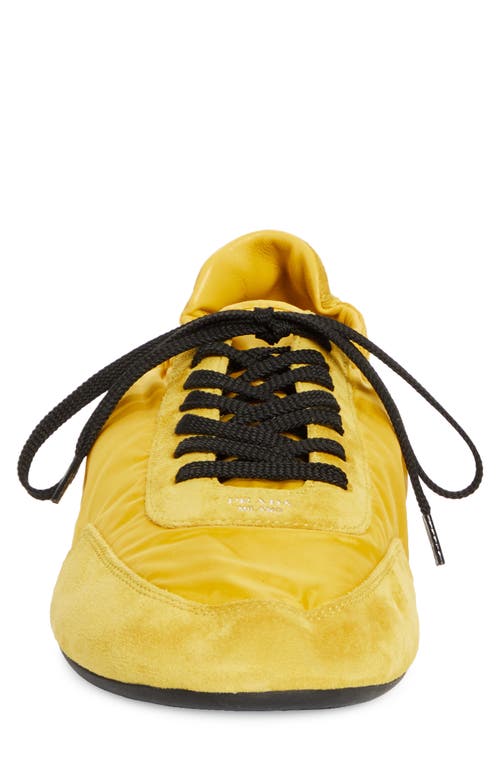 Prada Collapse Mixed Media Low Top Sneaker In Topazio