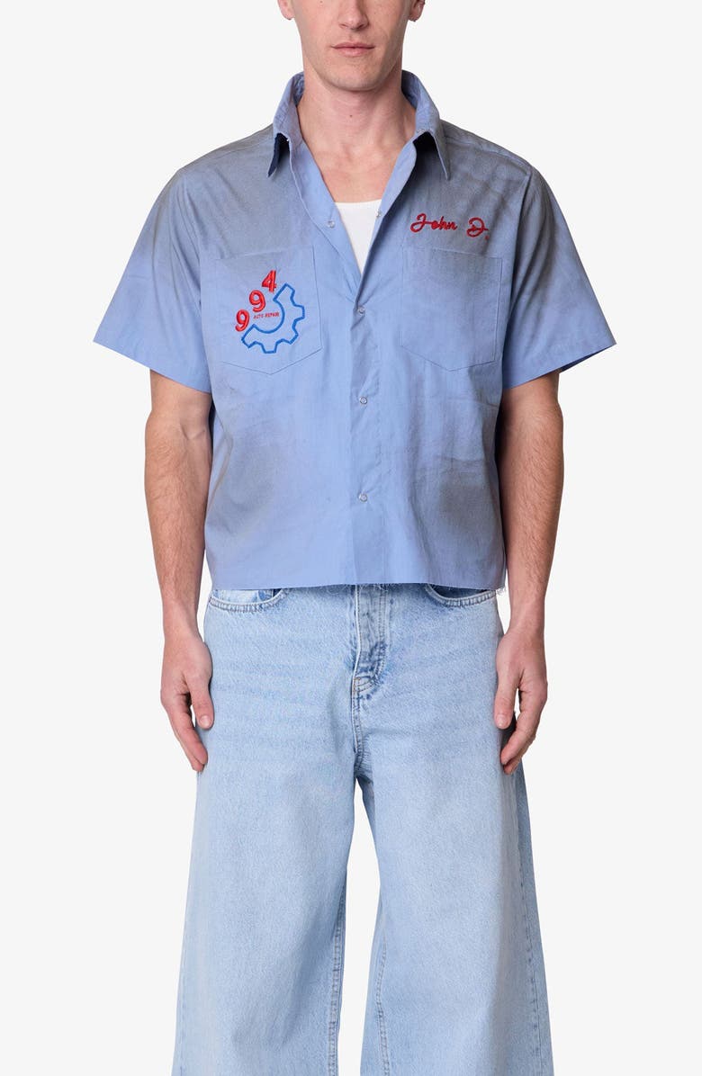 mnml Vintage Short Sleeve Button-Up Work Shirt, Main, color,