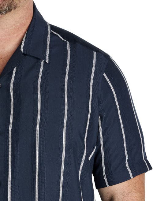 Perry Ellis Big & Tall Striped Sport Shirt In Blue