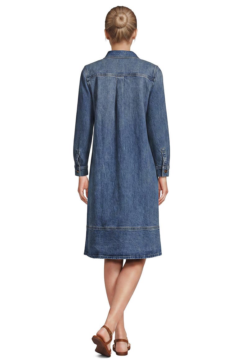 Tall Soft Denim Popover Long Sleeve Shirt Dress, Alternate, color, Lake Blue Wash
