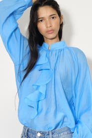 H&M Flounced Lyocell-blend Blouse