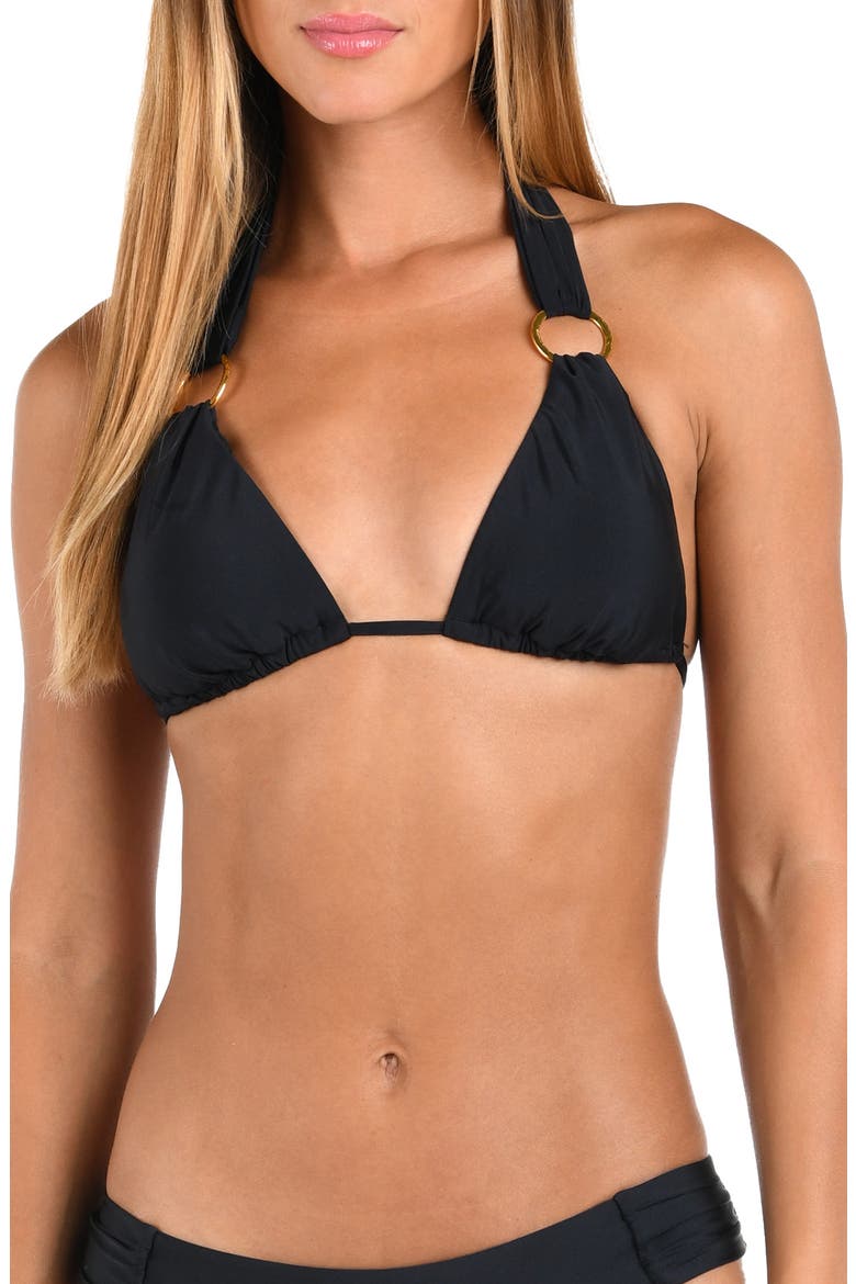 Solids Triangle Bikini Top, Main, color, BLACK