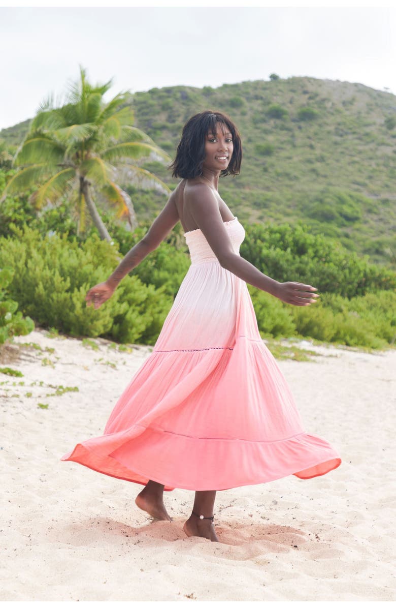 Mer St. Barth Fati Women's Strapless Maxi Dress Rose Ombre, Alternate, color, Pink